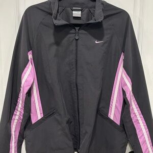 VTG Nike Windbreaker Womens XL Gray Pink Stripe Full Zip Jacket Y2K 90s